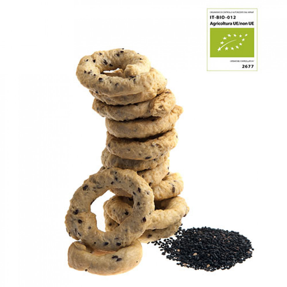 Taralli biologici al sesamo nero Taralli biologici al sesamo nero